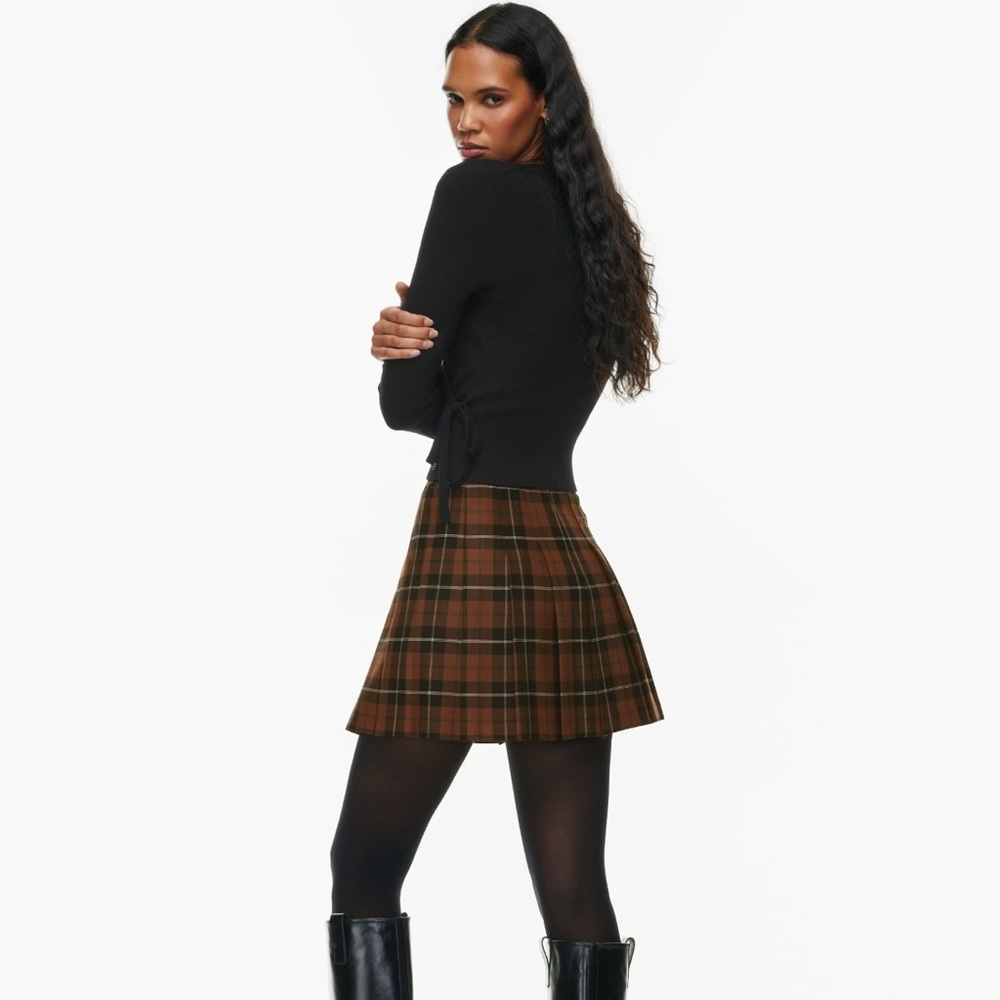 Aritzia Sunday Best Olive Micro Pleated Skirt